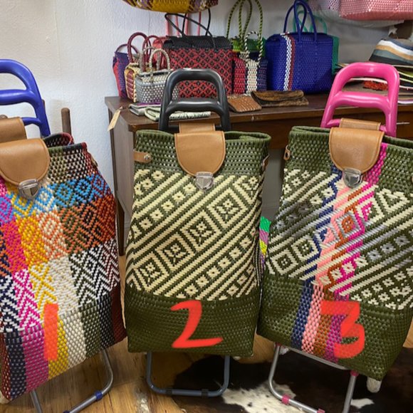 Handwoven wheeled tote - Picture 1 of 2
